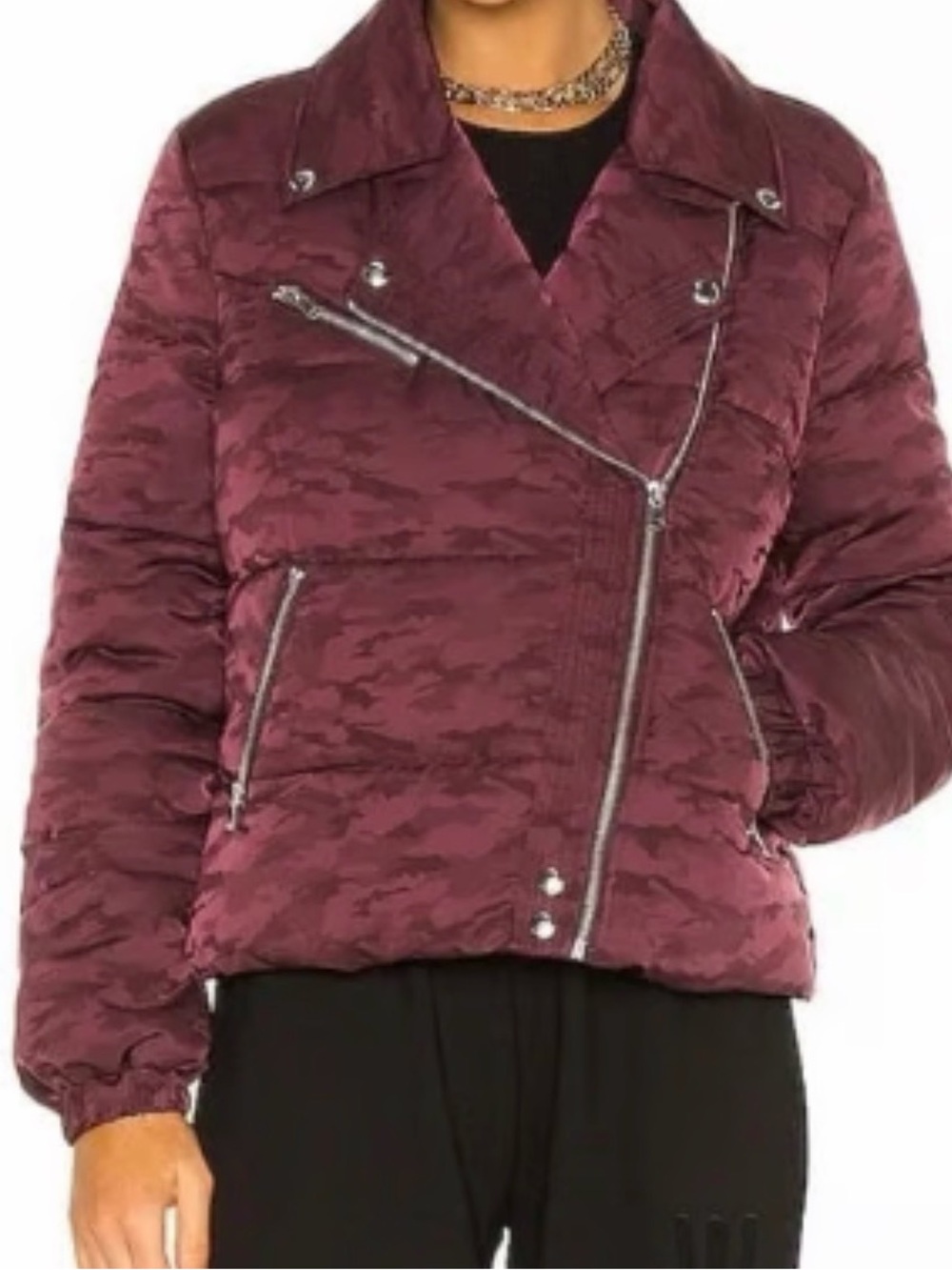 PAIGE Sequoia Quilted Puffer Moto Jacket - Burgundy